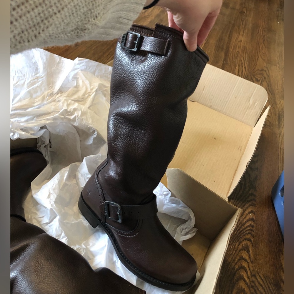 Frye brown buckle riding boots